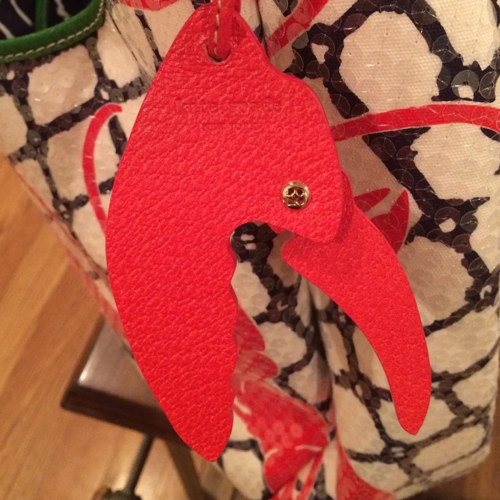kate spade Red Lobster Print Hobo with Navy Lattice